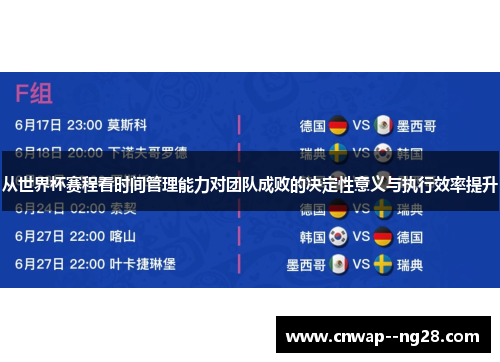从世界杯赛程看时间管理能力对团队成败的决定性意义与执行效率提升 从世界杯赛程看时间管理能力对团队成败的决定性意义与执行效率提升