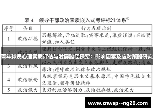 青年球员心理素质评估与发展路径探索：影响因素及应对策略研究